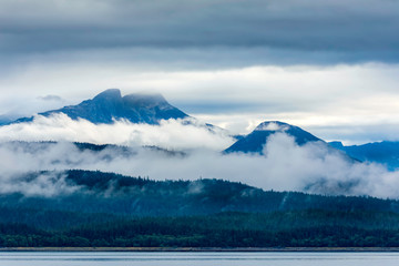Foggy, overcast day on the Ocean, Mountains