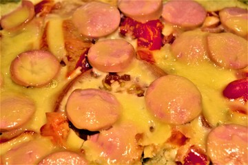 Delicious Pepperoni pizza. Close-up view of hot pepperoni pizza. background and texture