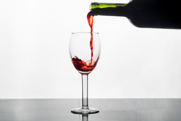 serving wine on white background