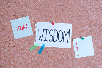 Conceptual hand writing showing Wisdom. Concept meaning quality having experience knowledge and...