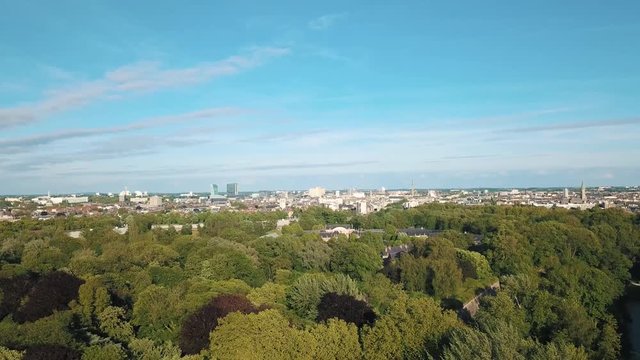 Aerial view of the city of Lille, the citadel and its green park