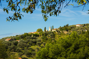 Stari Bar (Old Bar), Montenegro, the different mountain and suburb view from the walls of the ancient city fortress, an open-air museum, important Medieval archaeological site in the Balkans, archaeol