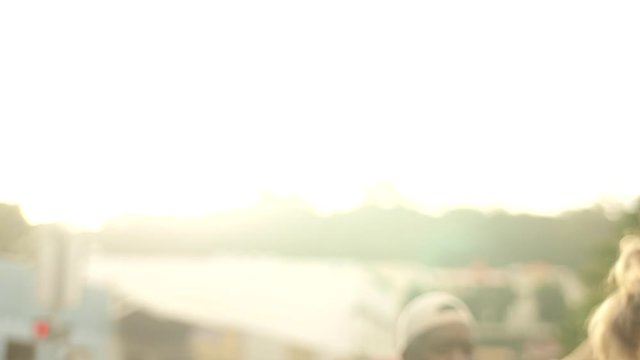 Man with red wigs at carnival
