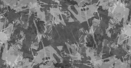 Abstract art background. Monochrome grunge texture. Brushstrokes of paint. Paint splashes. Modern black and white painting. Contemporary art.