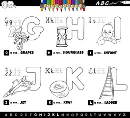 educational cartoon alphabet set coloring book