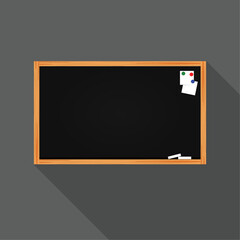 Flat design of school blackboard background and wooden frame. Empty clean chalkboard isolated. Vector illustration. © Yuliia