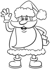 Santa Claus on Christmas time coloring book page