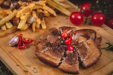 Pig's belly and fries