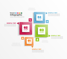 Modern vector abstract colorful infographic elements. Four  steps infographics with colorful squares. Vector business. Eps 10