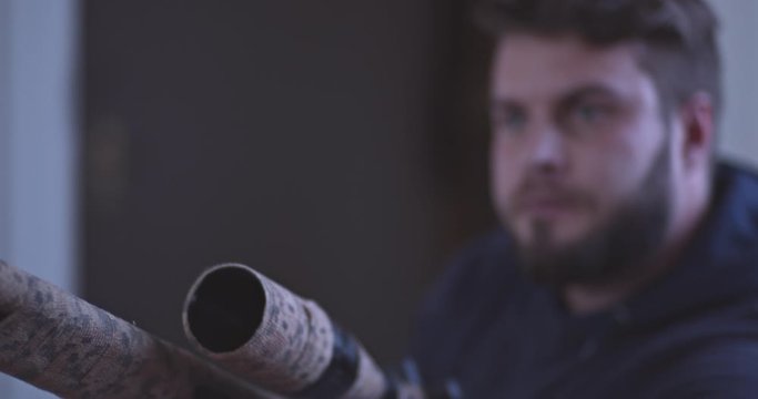 CSI. A man walks through the corridor, killer, assasin.