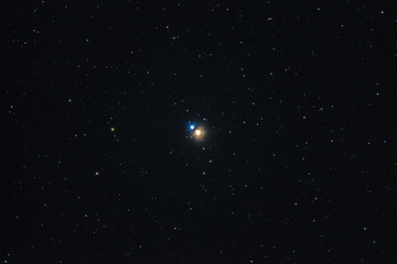 The double star system Albireo in the constellation cygnus photographed from Mannheim in Germany.