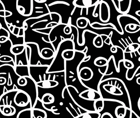 Black and white pattern.Seamless background, texture.	