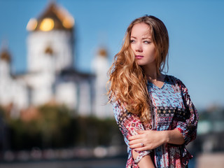Fototapeta premium Portrait of Young Caucasian Girl