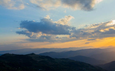 Fototapeta na wymiar The mountain sunset time background