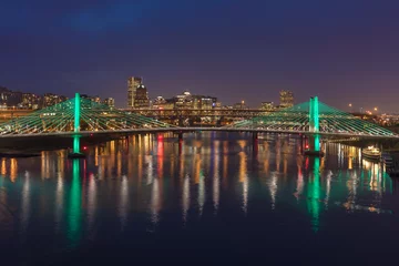Foto op Plexiglas Portland cityscape under night © SHELL