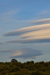Beautiful lenticular clouds backgrounds at sunset 