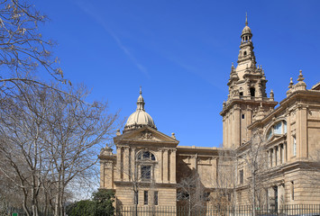 Obraz premium National Palace on Montjuic hill, home to the National Art Museum of Catalonia. City of Barcelona, Catalonia, Spain.