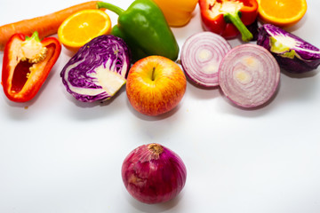 Colorful various healthy eat fresh tropical vegetable