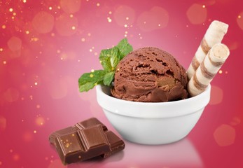 Tasty ,sweet Ice Cream  in cup on background