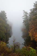 Foggy fall morning at the river