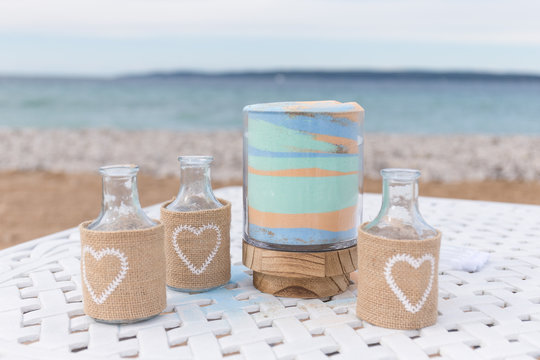 unity candle sand wedding event ceremony elegant