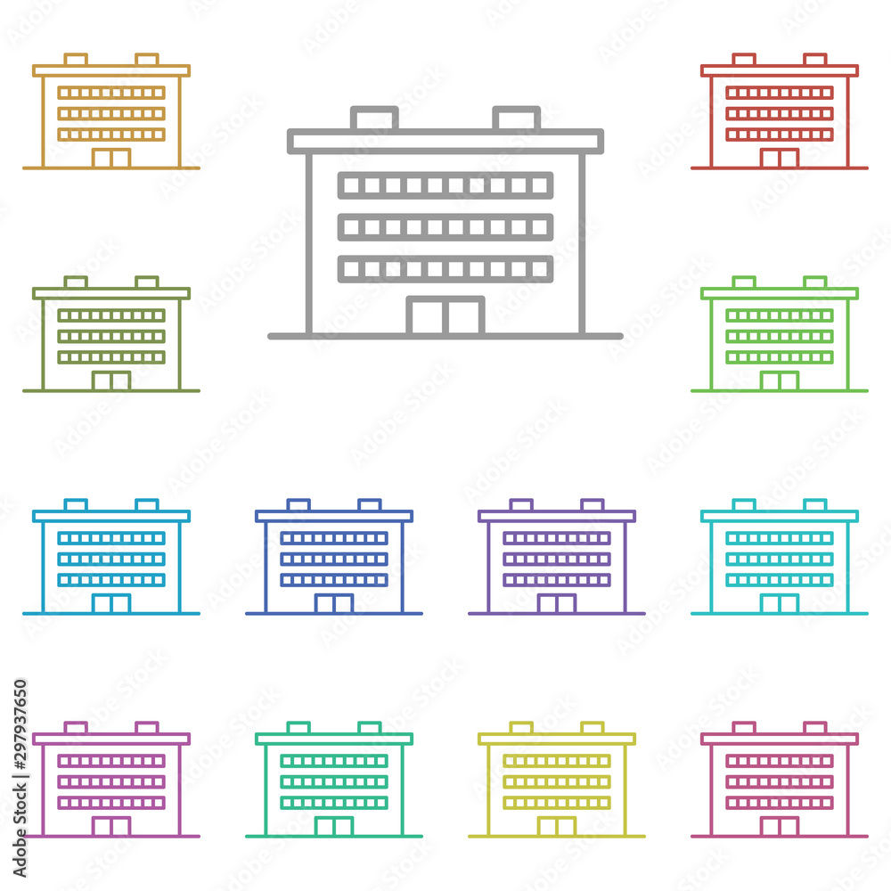 Poster building multi color icon. simple thin line, outline vector of buildings icons for ui and ux, websit
