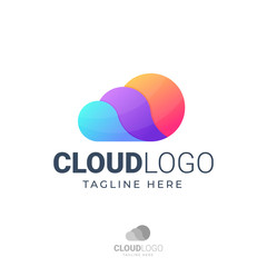 Cloud logo icon symbol design with three color scheme. Vector illustration