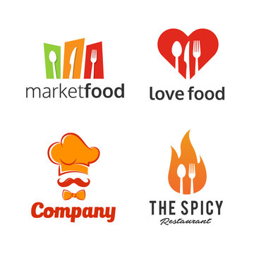 Set of Restaurant logo and food shop logo vector illustration