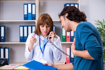 Young patient at the reception in the hospital