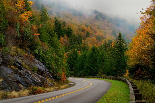Autumn color on Blue Ridge Parkway, North Carolina, USA