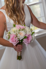 Obraz na płótnie Canvas elegant wedding bouquet flower floral event bride white pink green luxury