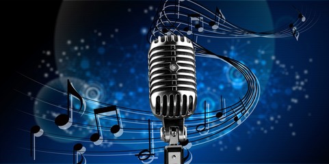 Retro style microphone on  background