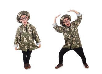 Funny soldier isolated on the white