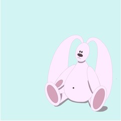 Pink hare The digital illustration depicts cute pink teddy bunny on a blue background.