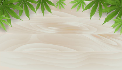 Cannabis or marijauna leaves Wooden floor design.