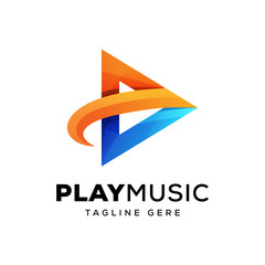 play music, media logo premium vector