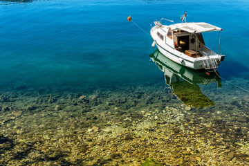 Boat on the Shore in Kotor, Montenegro