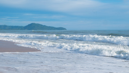 The Beach with High and Strong Wave Sea