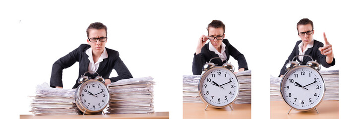 Woman businesswoman under stress missing her deadlines