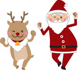 クリスマス　踊るサンタとトナカイ　ステップ