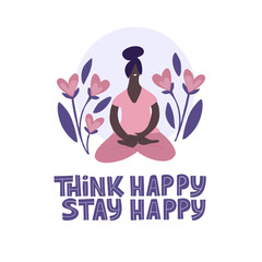 Girl in lotus position flat vector illustration