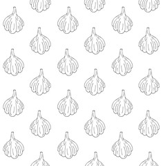 Vector seamless pattern of hand drawn sketch garlic isolated on white background