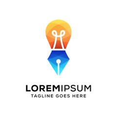 creative pen idea concept logo Premium Vector