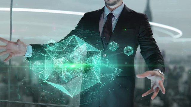 Businessman with Electronic Discovery hologram concept