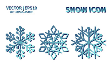 Snowflake vector icon set. Christmas and winter snow flake element collection. Isolated flat new year holiday decoration illustration template. Cold weather object design silhouette symbol