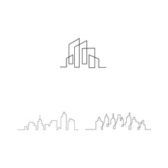 set of Modern City skyline . city silhouette. vector illustration in flat