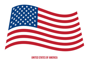 United States of America Flag Waving Vector Illustration on White Background.
