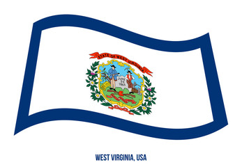 West Virginia Flag Waving Vector Illustration on White Background. USA State Flag