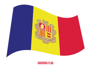 Obraz premium Andorra Flag Waving Vector Illustration on White Background. Andorra National Flag.