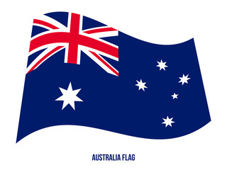 Australia Flag Waving Vector Illustration on White Background. Australia National Flag.